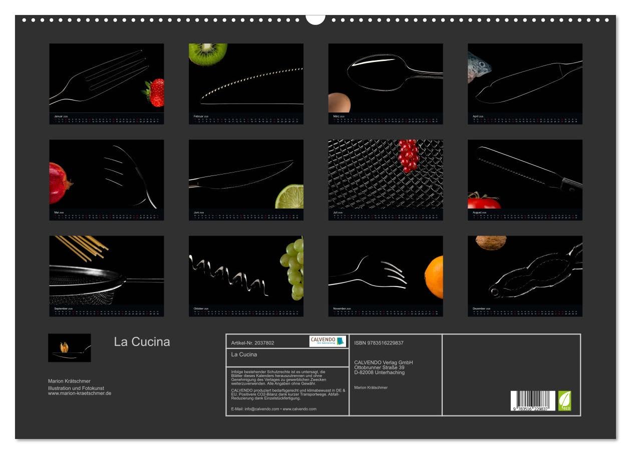 La Cucina (Wandkalender 2026 DIN A2 quer), CALVENDO Monatskalender: Liebe auf den schwarzen Blick (CALVENDO Lifestyle)