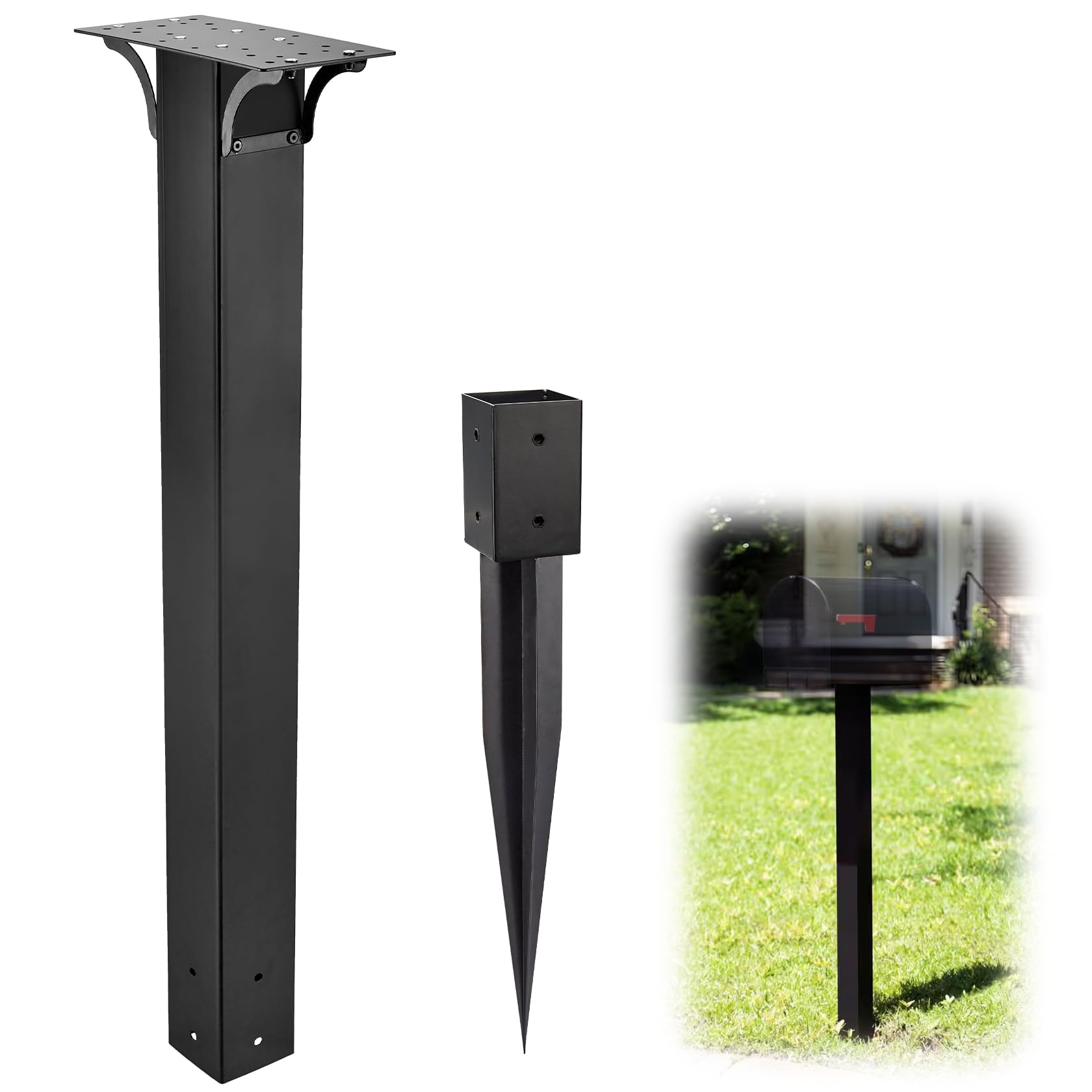 Photo 1 of Krimocy Black Mailbox Post, 43" Heavy Duty In-Ground Post