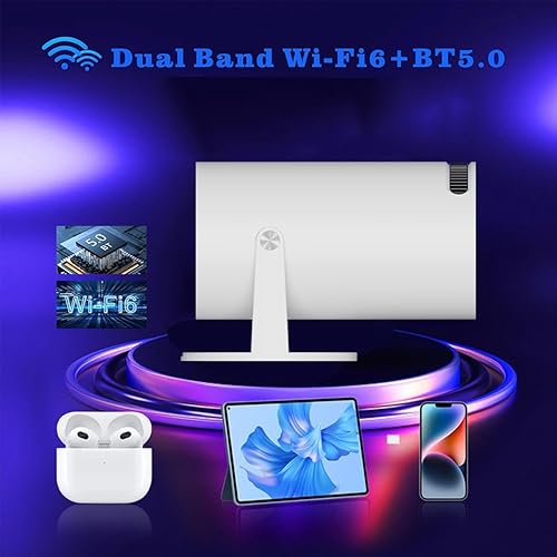 Miniatura 7 de Mini proyector 4K para iPhone Android, mini proyector con WiFi6 y Bluetooth 5.0 130 pulgadas compatible con 160 ANSI Auto Keystone Proyector para el
