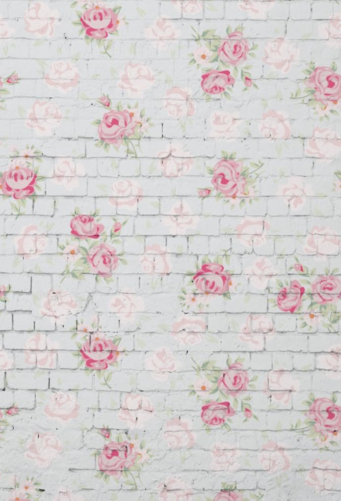 AOFOTO 6x8ft Sweet Rose Flowers on Vintage Brick Wall Background Birthday Decoration Spring Floral Photography Backdrop Mother's Day Kid Baby Girl
