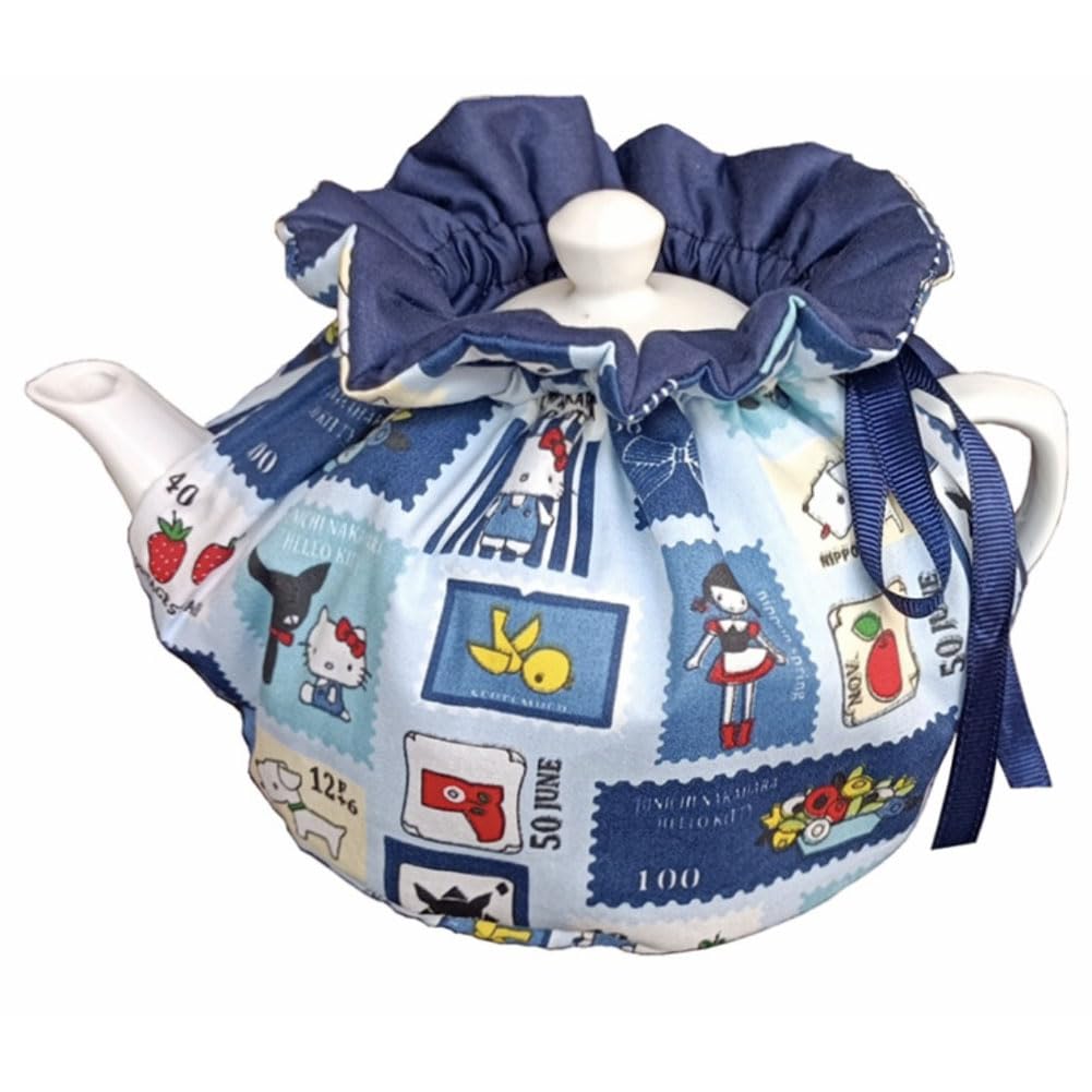Cotton Tea Cozy, Vintage Decorative Dust Proof Teapot Cover with Insulation Pad to Keep Tea Warm, Kitchen Home Decro, for Mom, Wife, Friends (Blue)