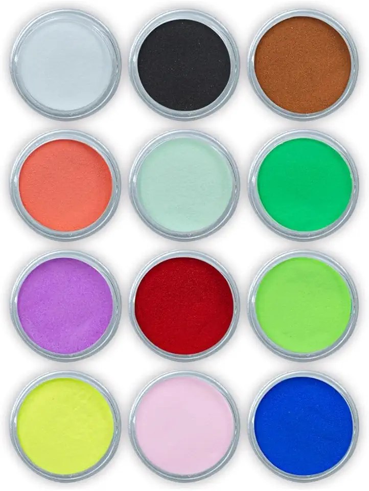Kit Pó Acrílico Colorido para Decoração Unhas de Gel Acrigel, Com 12 Cores