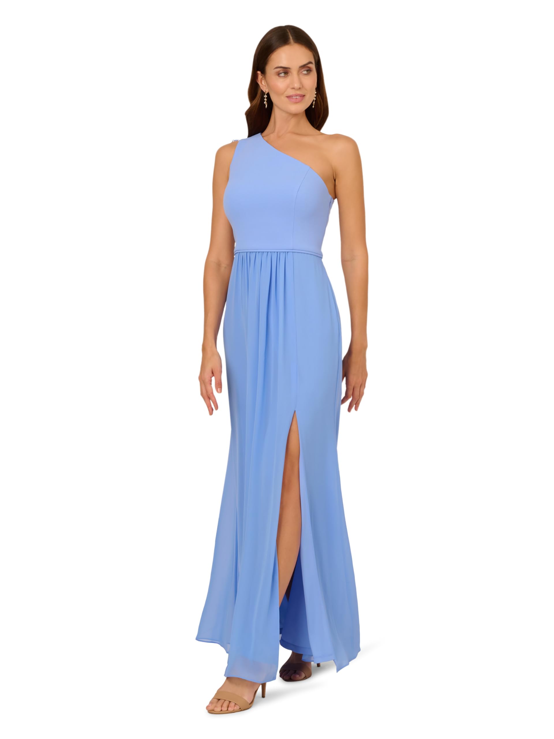 Adrianna Papell Women's One Shoulder Chiffon Gown