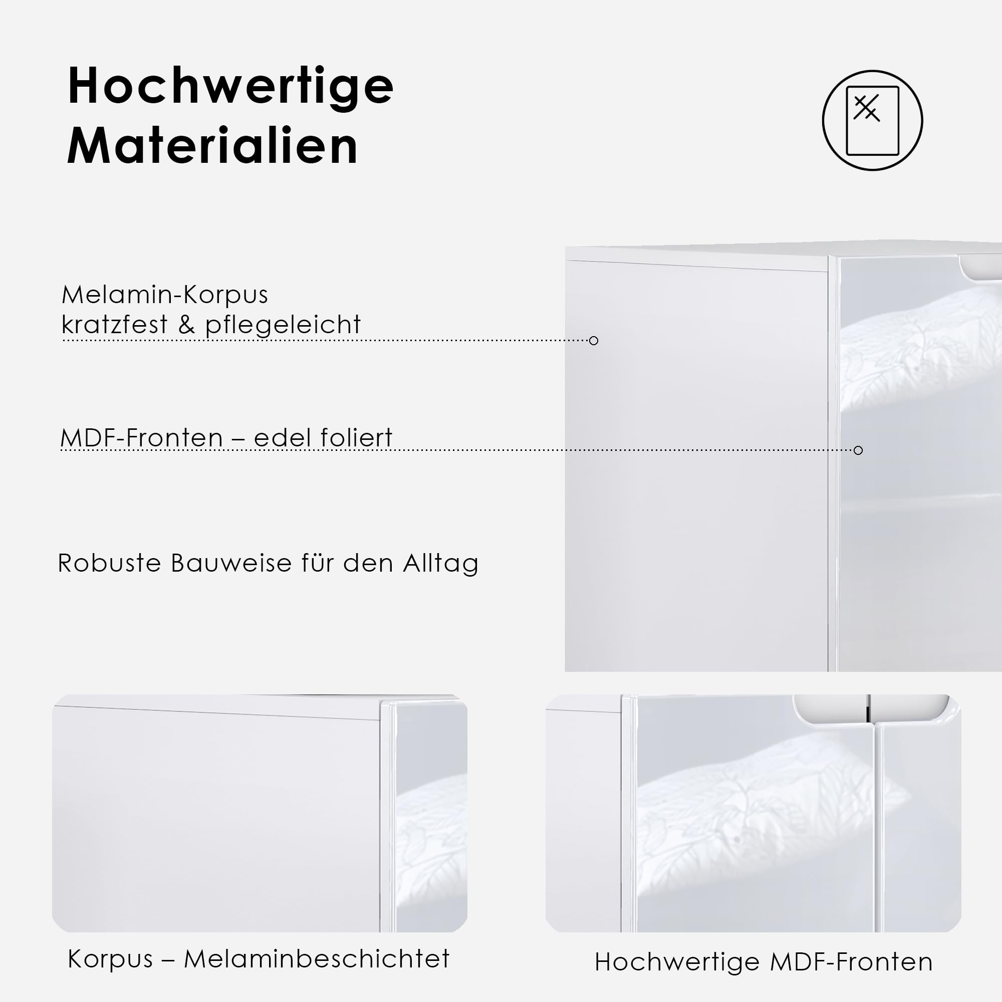 Vladon Druckerkommode Logan, Aktenschrank mit 2 Fächern und 2 Türen, Korpus in Weiß matt, Fronten in Eiche Natur, (51 x 60,5 x 54 cm)