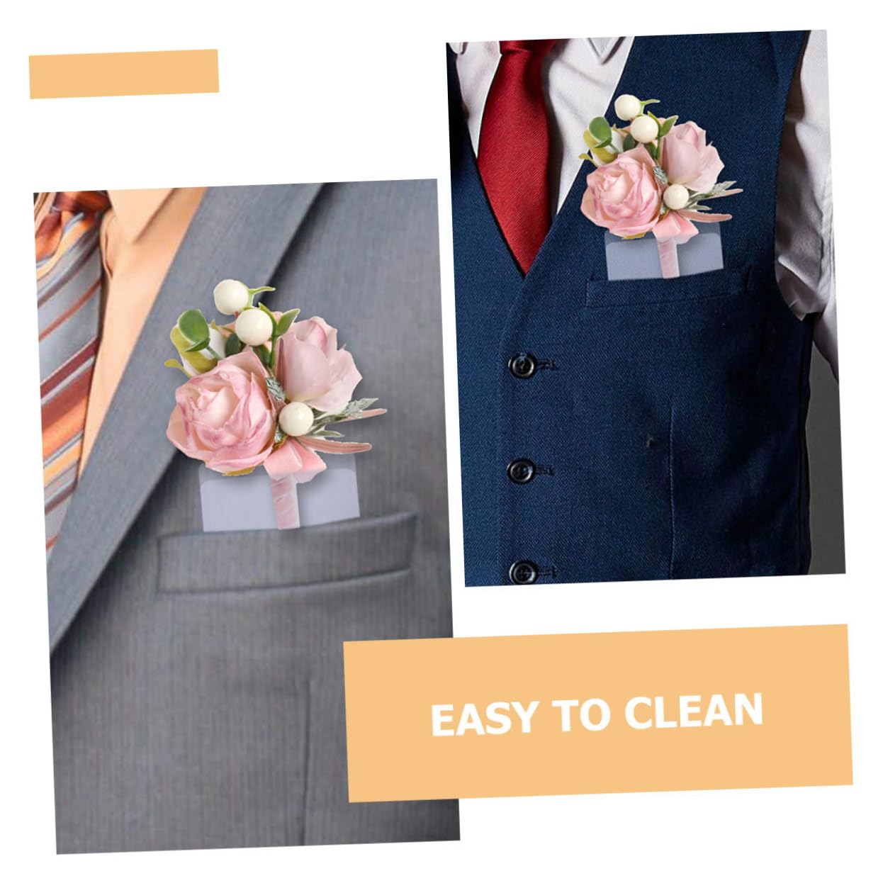 100 Stück Transparente Boutonnière Halter aus Pvc für Anzug und Sakko | Knopflochhalter aus Kunststoff, Quadratische Form, Wiederverwendbar und Wasserfest, für Blumen und Einstecktuch