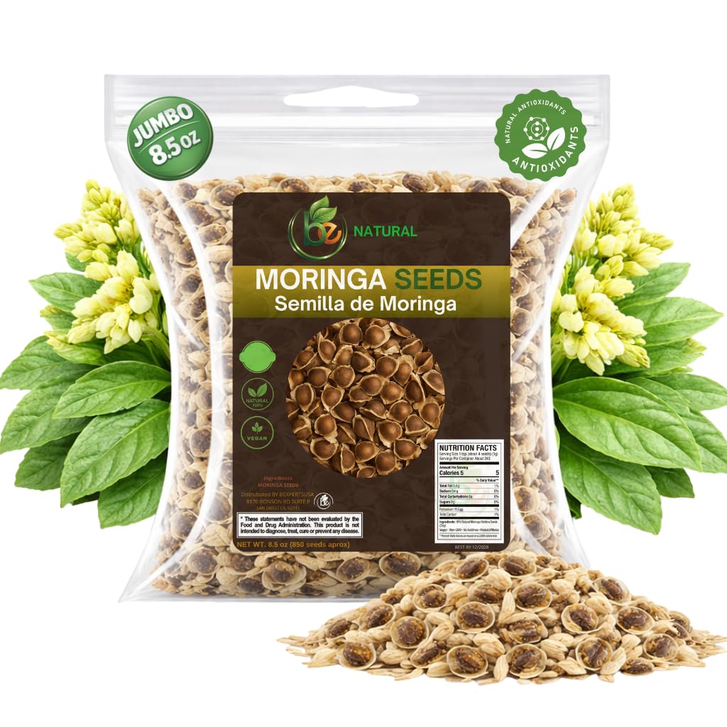 Moringa Seeds (Semillas) – 8.5 oz (Approx. 850 Seeds) – Premium Quality Moringa Oleifera – Edible – Non-GMO, Organically Grown – Superfood Rich in Nutrients – Resealable Pouch by Bexpertsusa : Patio, Lawn & Garden