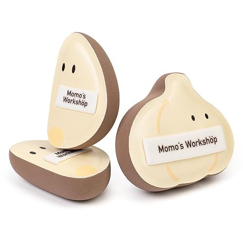 3-Pack Garlic Shape Makeup Puffs, High-Density Rubycell for Oil Control