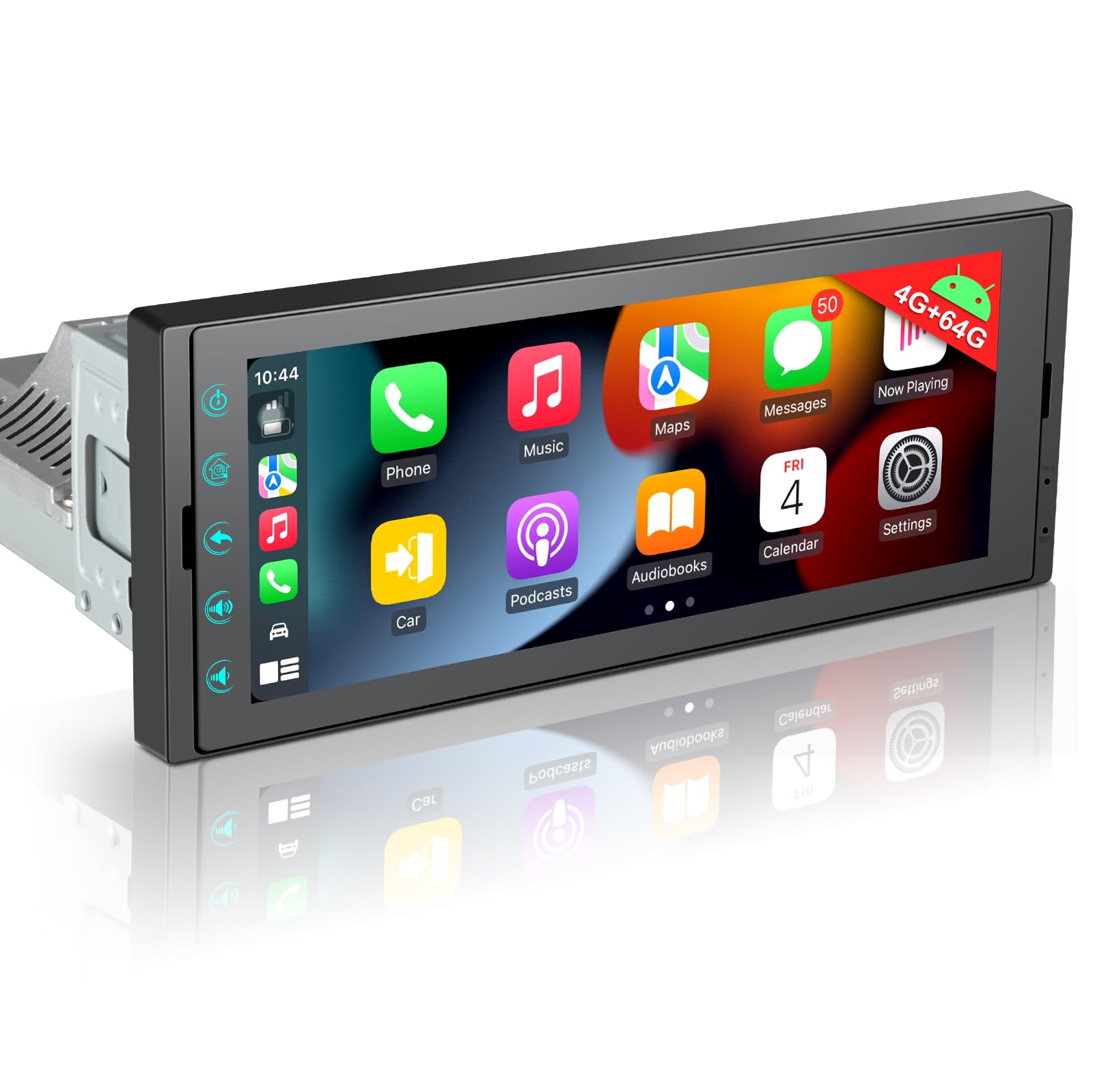 LEROAADZ 1 Din Car Radio Android Autoradio mit Bildschirm, 4GB+64GB Wireless Android Auto & Apple Carplay Radio 1Din mit Navi Bluetooth WLAN GPS FM/AM/RDS