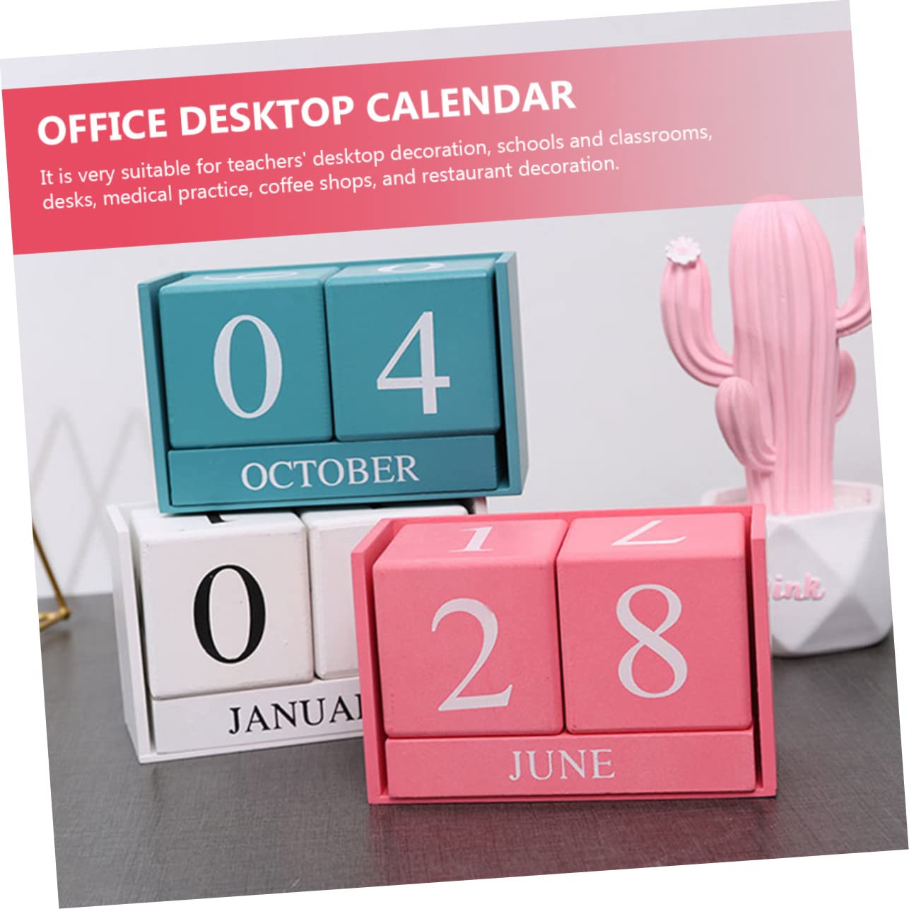 STOBOK 4stücke Blockkalender Aus Holz Tischkalender Für Zuhause Und Büro Handgemachte Dekorative Holz-dekoration Praktischer Countdown-kalender Für Schreibtisch Wohn Und Arbeitsräume
