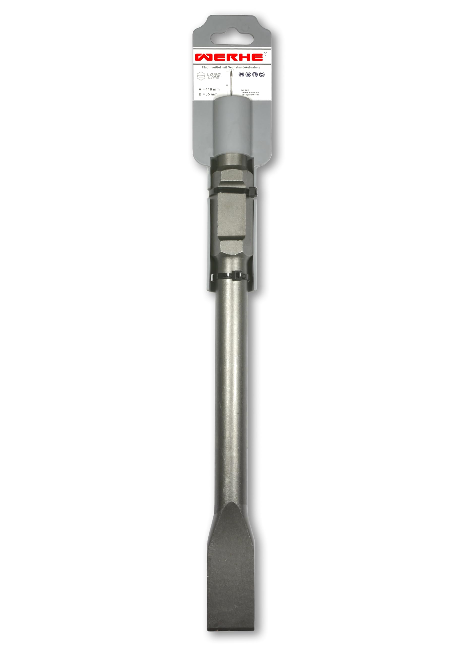 WERHE Scalpello esagonale professionale SDS set 3 pezzi 30 35 50 x 410 mm forcella a punta piatta zoccolo punta per demolizione martello