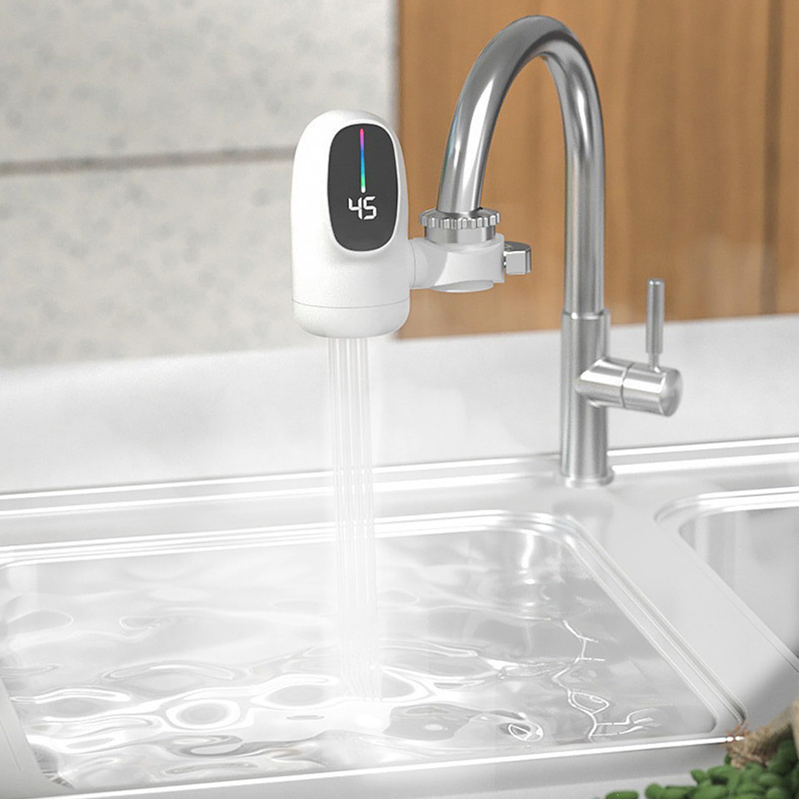 Robinet Pour Eau Chaude,Chauffe-Eau Instantané Sans Réservoir Avec Affichage Numérique À LED | Accessoires 3000W pour Salle de Bain Hôtel Camping-Car Cuisine Intérieur