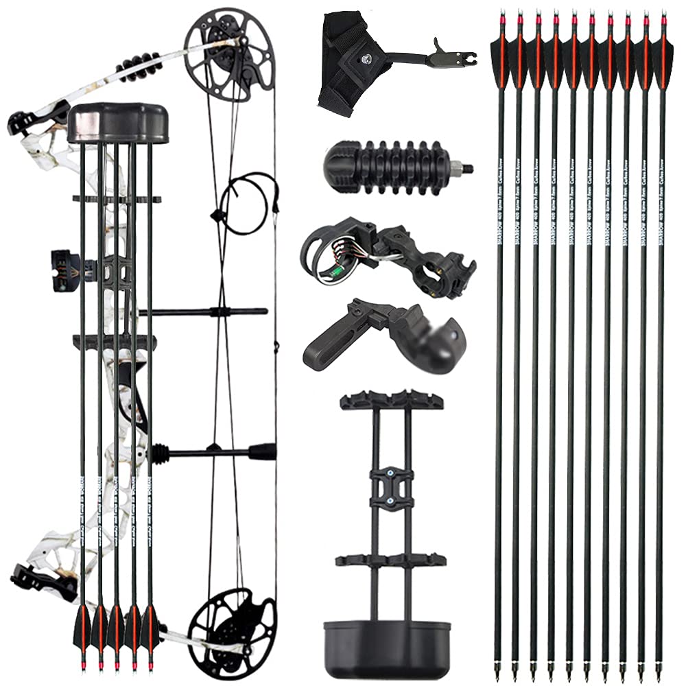 Archery Compound Bow Set Hunting Bow and Carbon Arrows Bow Accessories 35-70lbs Adjustable 320 FPS Adult Bow Outdoor Shooting Right Handed