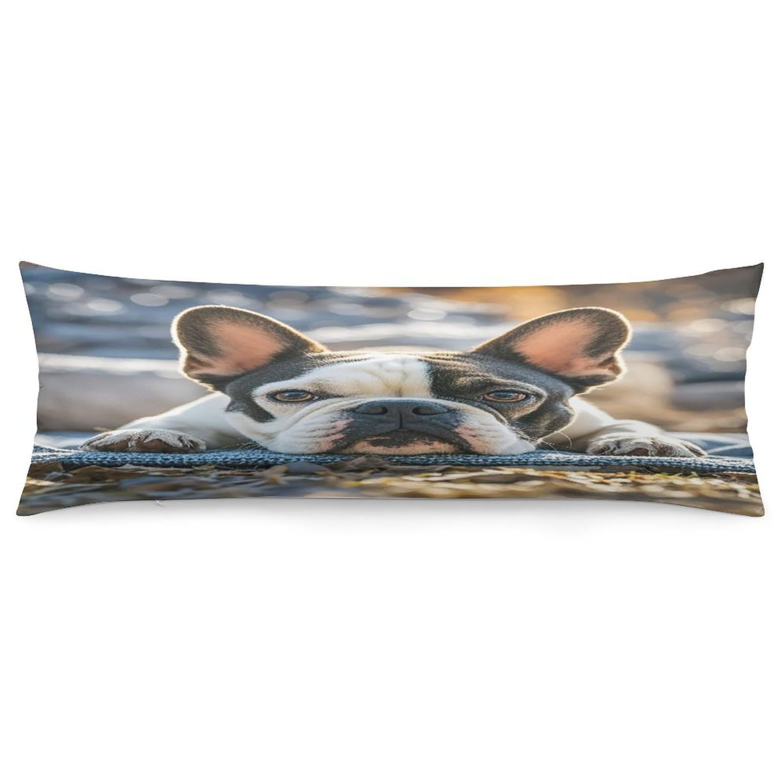 French Bulldog Dog Cute Pillowcase Decorative Long Body Pillow Case Soft Breathable Body Pillow Cover Modern Large Pillowcase Cute Body Pillow Pillowcases for Bedroom Couch 18.9 X 53 Inch
