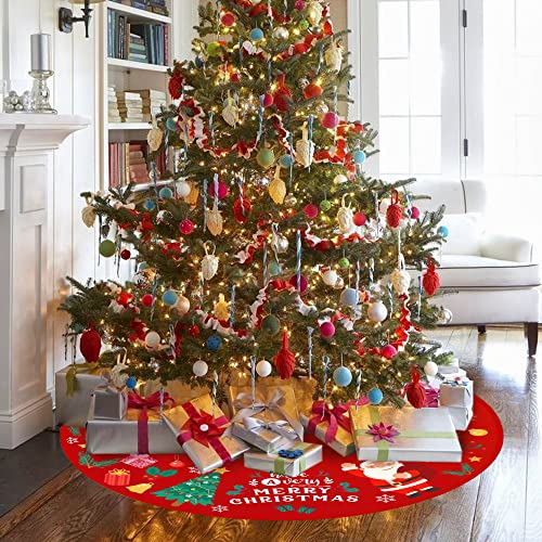 Christmas Tree Skirt,Christmas Tree Decorations,35in/90cm Xmas Tree Skirts Red and White,Xmas tree base cover for Christmas New Year Home Party Indoor and Outdoor Decoration - Image 4
