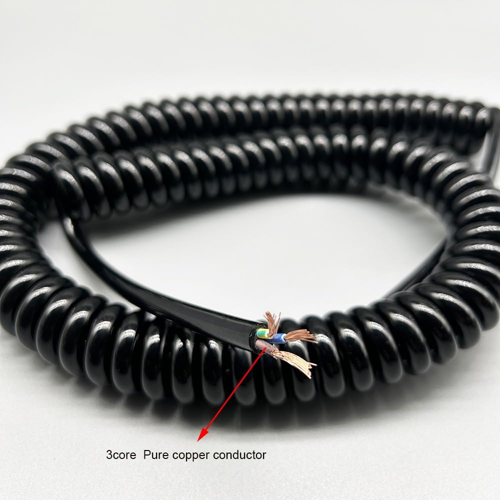 Spiralkabel 3-adrig, 2,5 Mm² / 13 AWG – Einziehbar, Dehnung Bis 6 M, PU-Mantel, Für Wechsel- & Gleichspannungsanwendungen