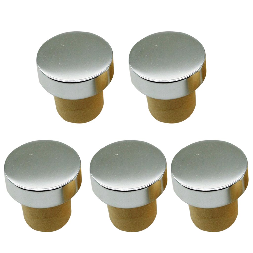 10 Set di 5 tappi per vino a forma di T in silicone tappo in sughero tappo per bottiglia argento