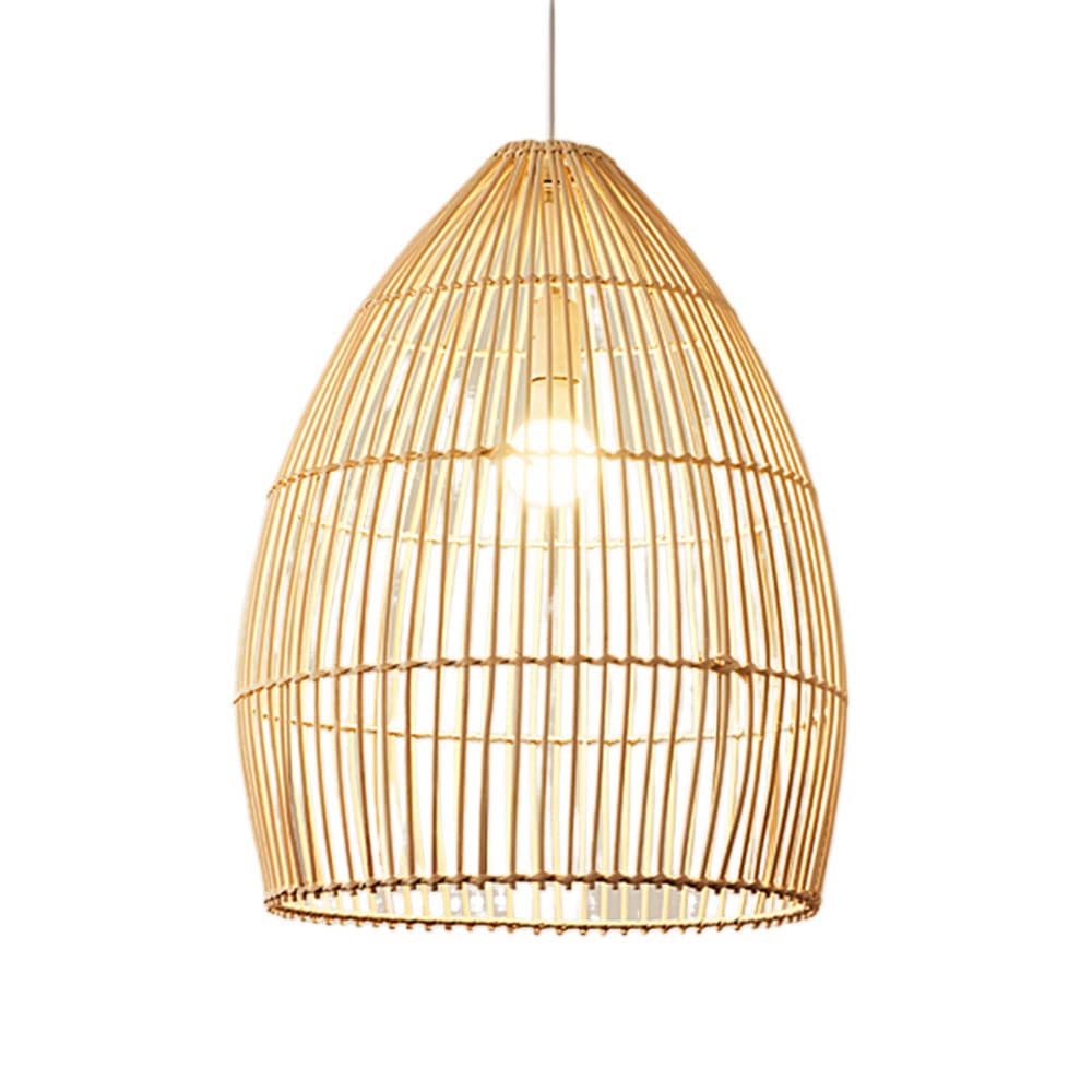 LYMSXAZOU Rattan Chandelier,Retro Woven Lampshade 11.8" Wicker Pendant Light, Kitchen Island Bamboo Light Lantern Decorations Fixtures Ceiling,Height Adjustable