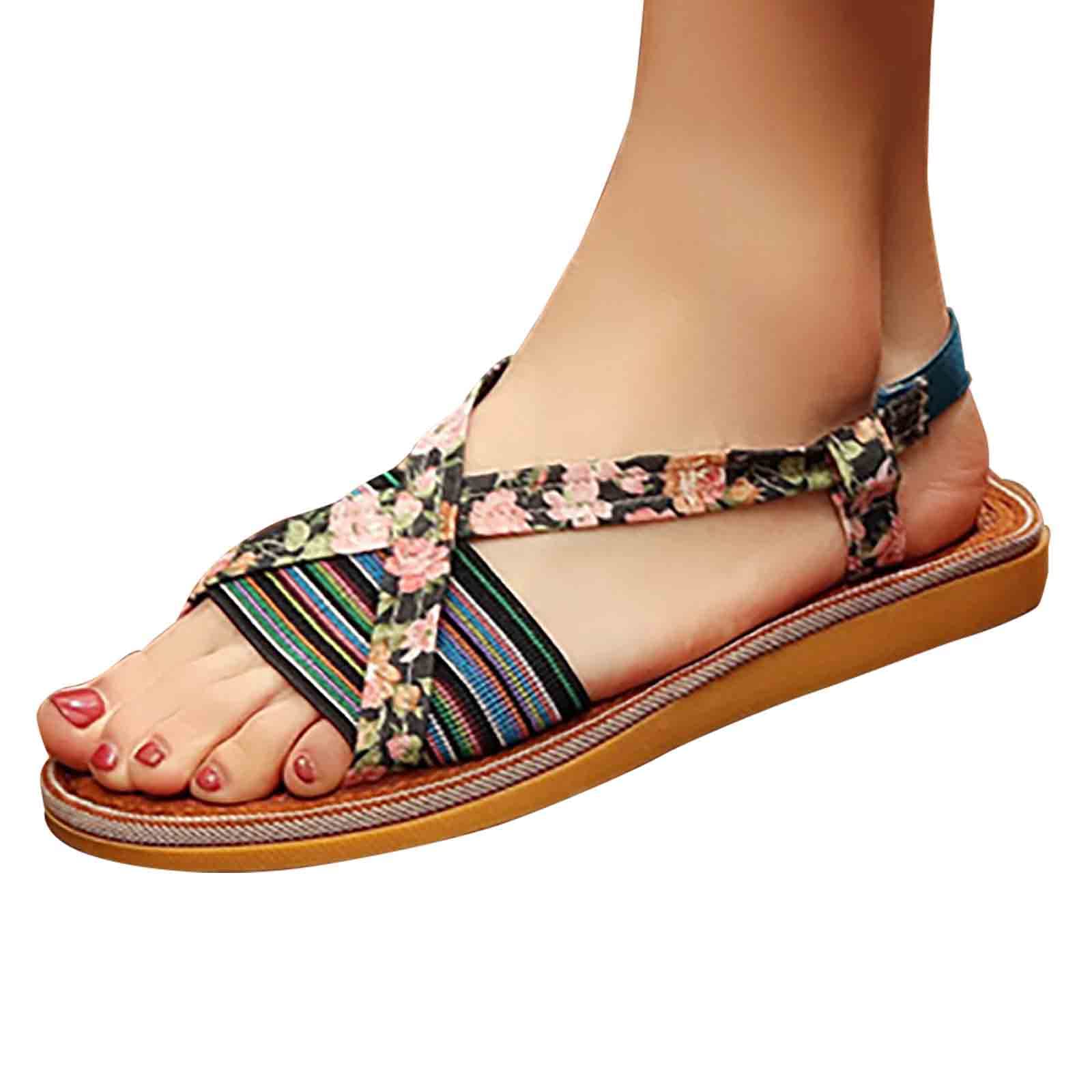 Sandali da Donna Appartamenti Estivi Pantofole Piatte Casual Scarpe da Spiaggia Comode Scarpe da Passeggio Casual