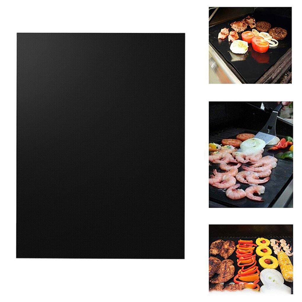 10 Set 2 Stück Antihaft-Grill-Pad Barbecue Backpad Wiederverwendbare Kochplatte Party Grillmatte Schwarz 2 Stück