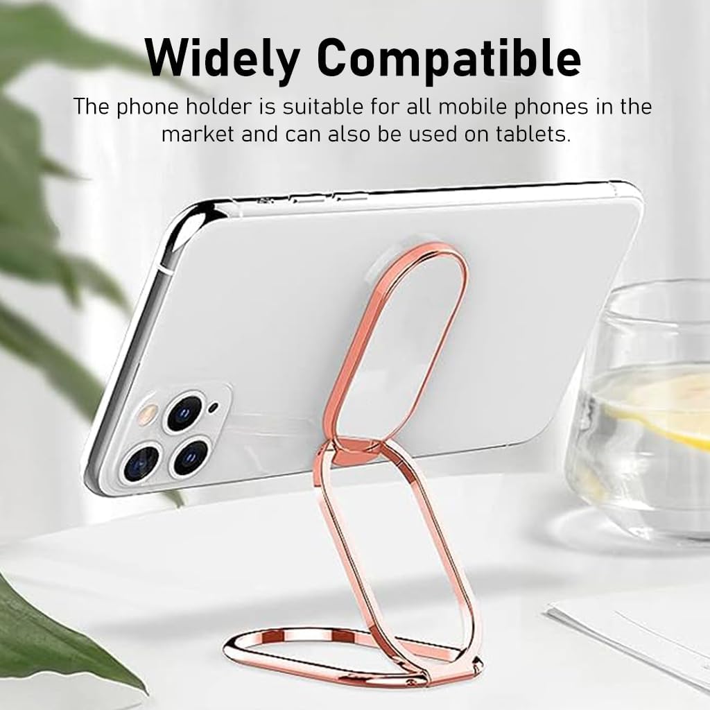 ZORBES® Desktop Phone Stand, 360° Rotatable Mobile Ring Holder, Foldable Phone Holder, Strong Adhesive Phone Grip, Pocket-Friendly Zinc Alloy Phone Holder for Hand/Table/Car Mount