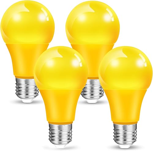 Bombilla amarilla de 9 W (equivalente a 60 W), base E26, no regulable, bombillas LED de colores para Halloween, Navidad, fiesta, vacaciones,