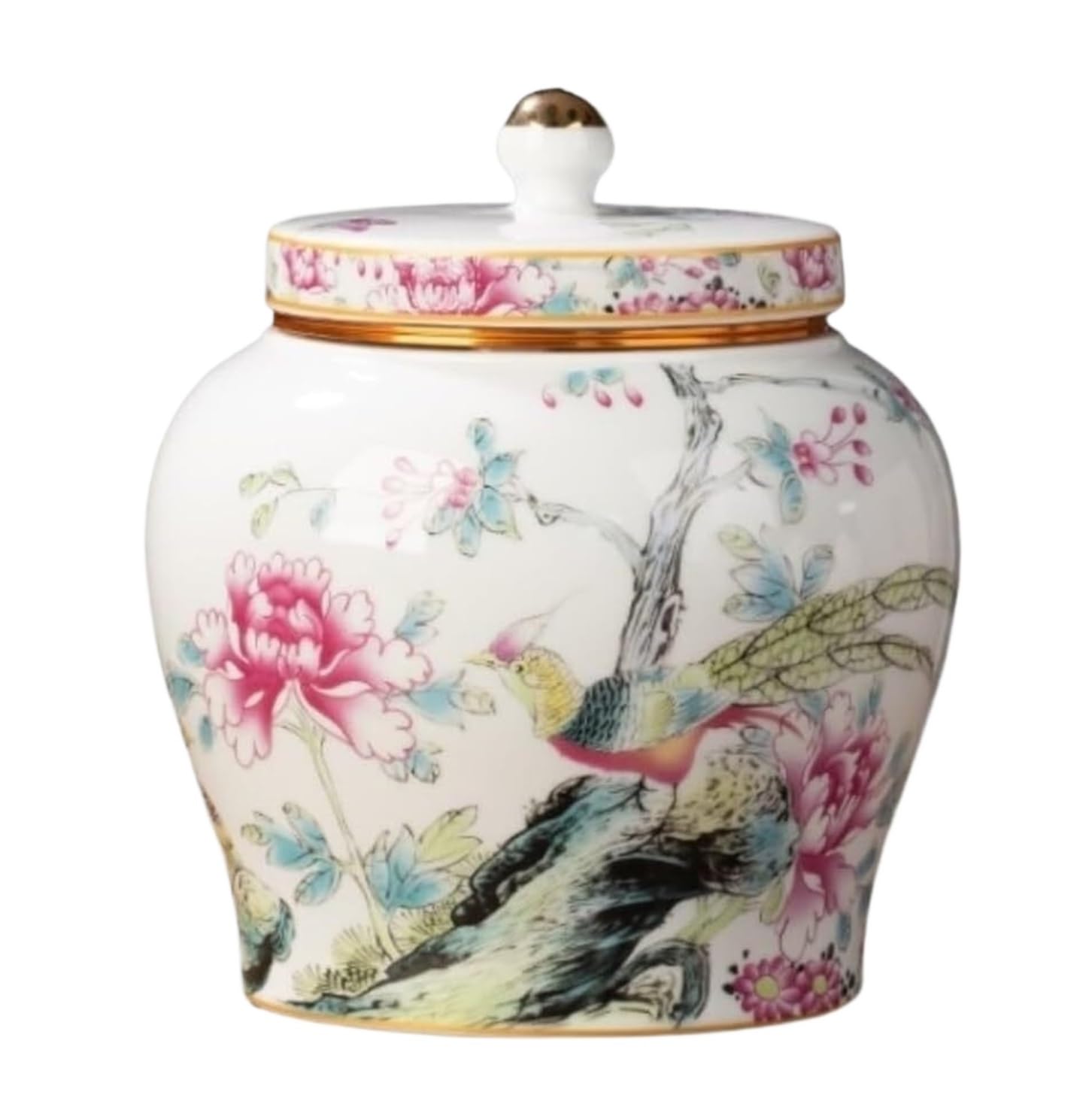 GFJHdfhE Chinese Style Decorative Jar Ceramic Vase Ginger Jar Multi Purpose Decorative With Lid Porcelain Storage Jars Flower Display