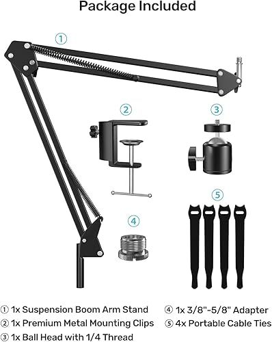 Miniatura 8 de Soporte para cámara web, brazo de brazo para cámara web Logitech BRIO 4K C920 C920S C922 C922x C925e C930 NexiGo N60, tornillo de 14"-38" y 38"-58"