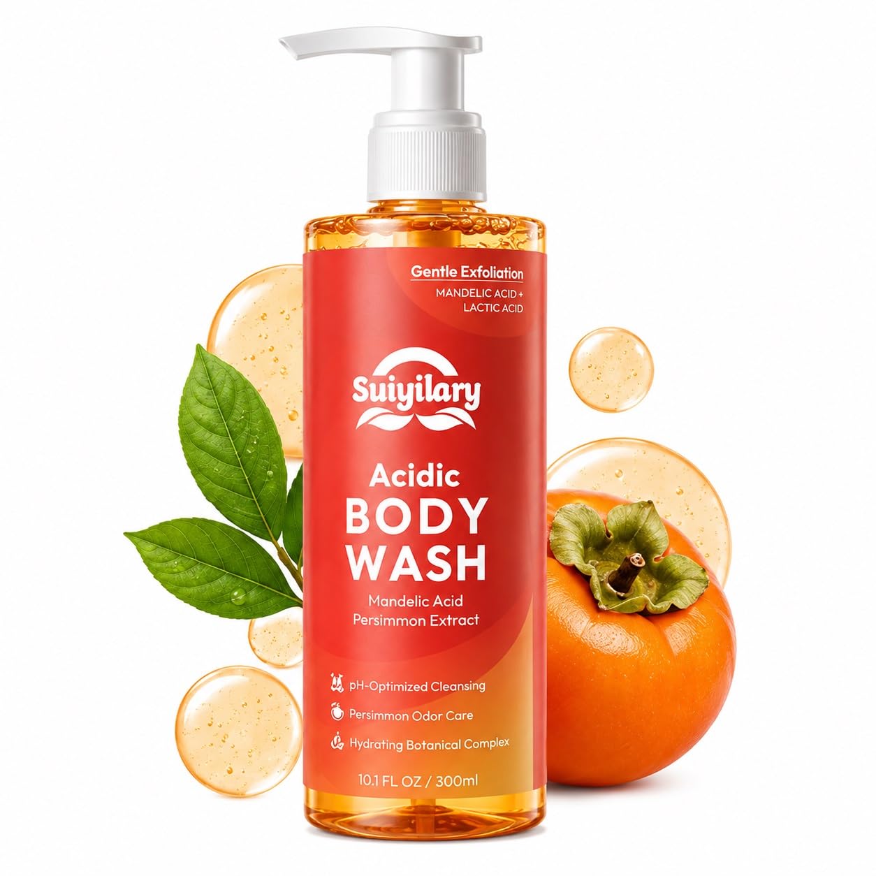 Acidic Body Wash with Mandelic Acid & Persimmon Extract, 10.1 Fl Oz | Gentle Exfoliating…