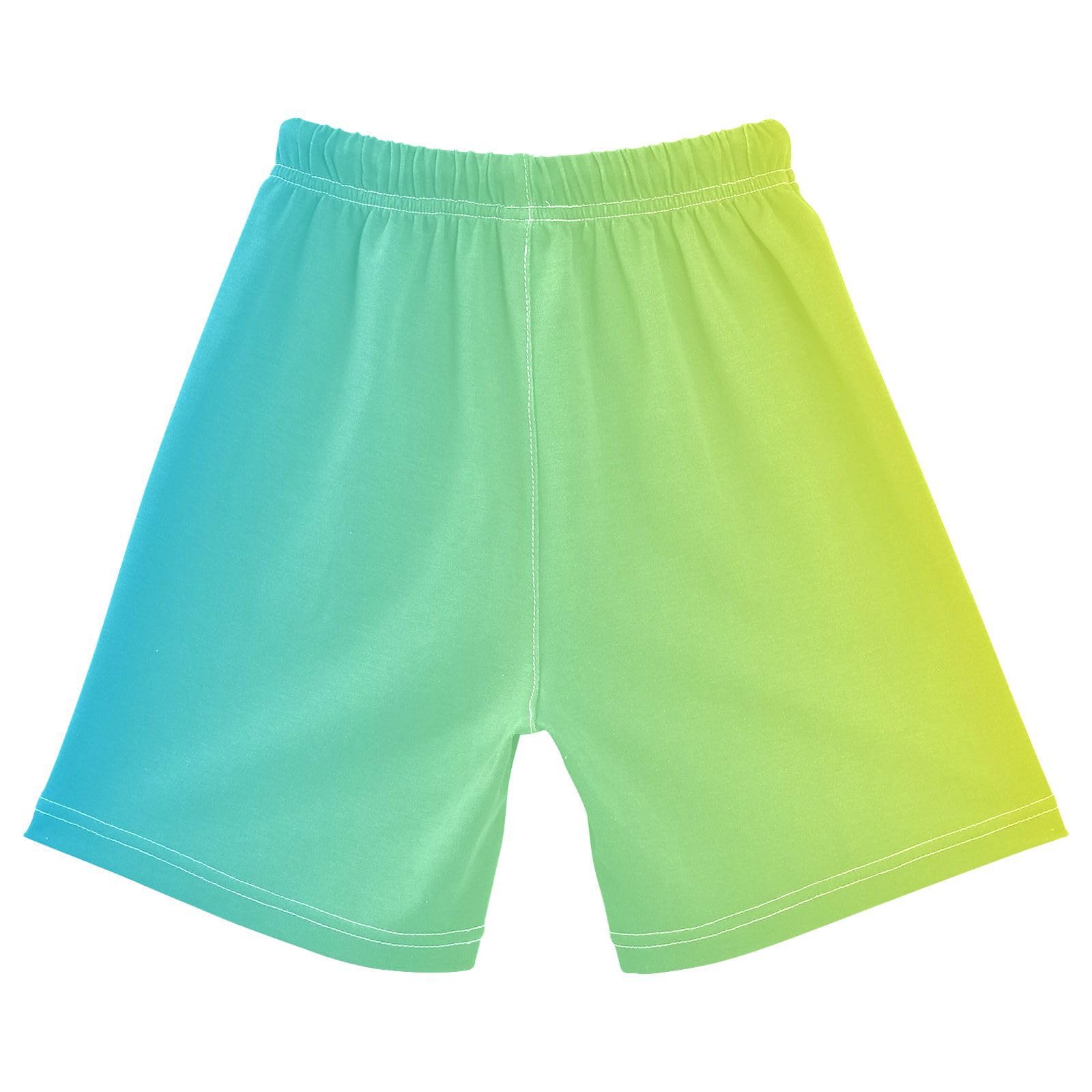 J JOYSAY Sky Blue Yellow Gradient Toddler Baby Boy Shorts Pull-on Jogger Shorts with Drawstring Elastic Waist Childrens Jogger Pants for 5T Kids