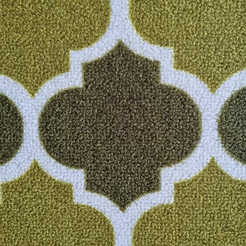 Image of Matz&More Trellis Islamic Floor Mat | 40x60 CM | Two Toned Olive | Nylon Tufted Gel Baking Anti-Slip | Doormat for Home Entrance, Kitchen & Bedroom