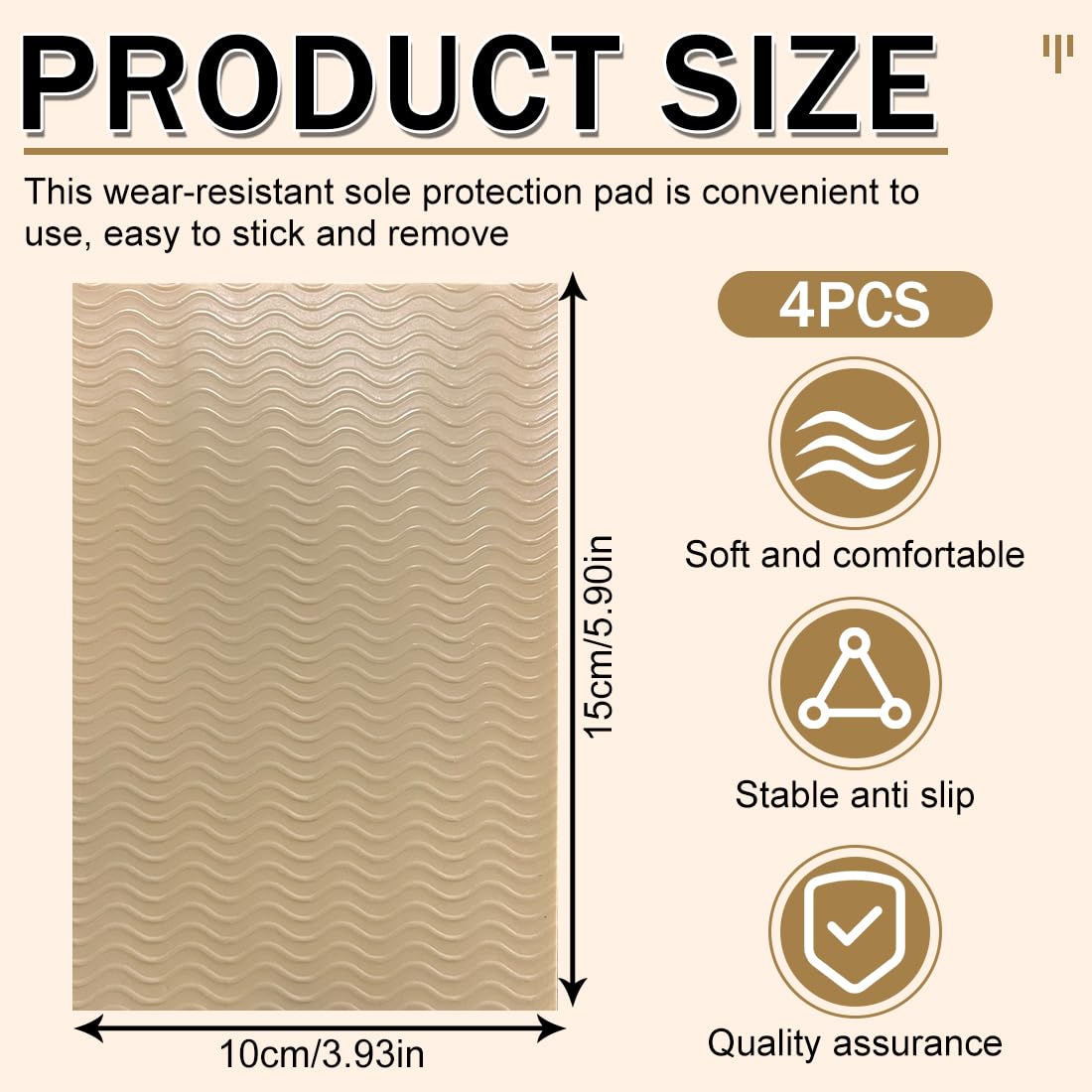 Plantillas de zapatos,Suela antideslizante, plantilla con dibujo de ondas, almohadilla protectora insonorizante en la suela, silicona resistente al desgaste y cortable.