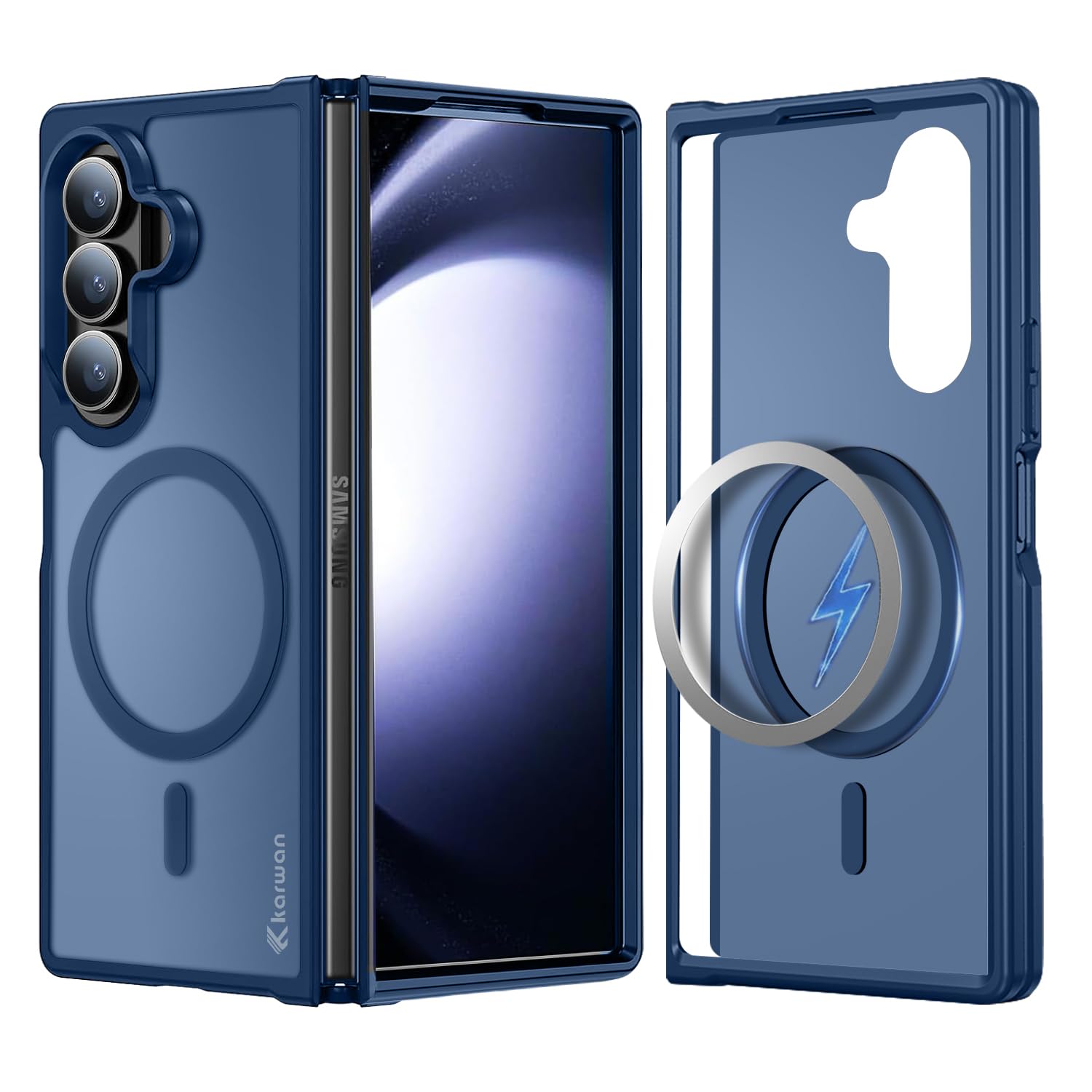 KARWAN Shockproof Transparent Back Case Cover Compatible with Samsung Galaxy Z Fold 7,Heavy Duty Case with 360 Degree Protection,Heavy Duty Cover with N52 Magnetic MagEase Mag-Safe Wireless Charging