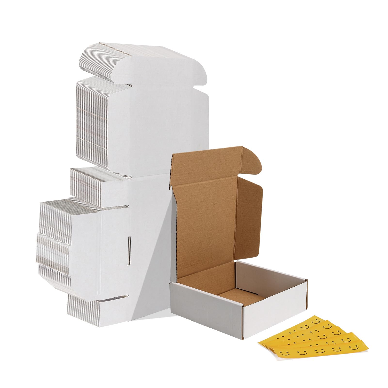 HORLIMER 6x6x2 inches Shipping Boxes Set of 50, White Corrugated Cardboard Box Literature Mailer