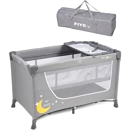 ピヨ(PIYO)プレイヤード 折りたたみ 長さ125cm 丈夫 折畳み ベビーサークル プレイサークル おむつ替えテーブル付 キャスター付 キャリーバッグ付 たためる お昼寝マット 幅76cm高さ65cm 0ヶ月〜