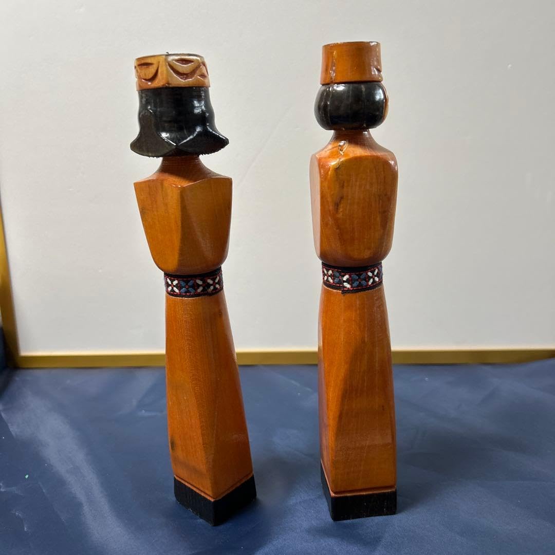 Amazon | アイヌ手彫り夫婦人形 北海道アイヌ民族 伝統工芸品 | 人形