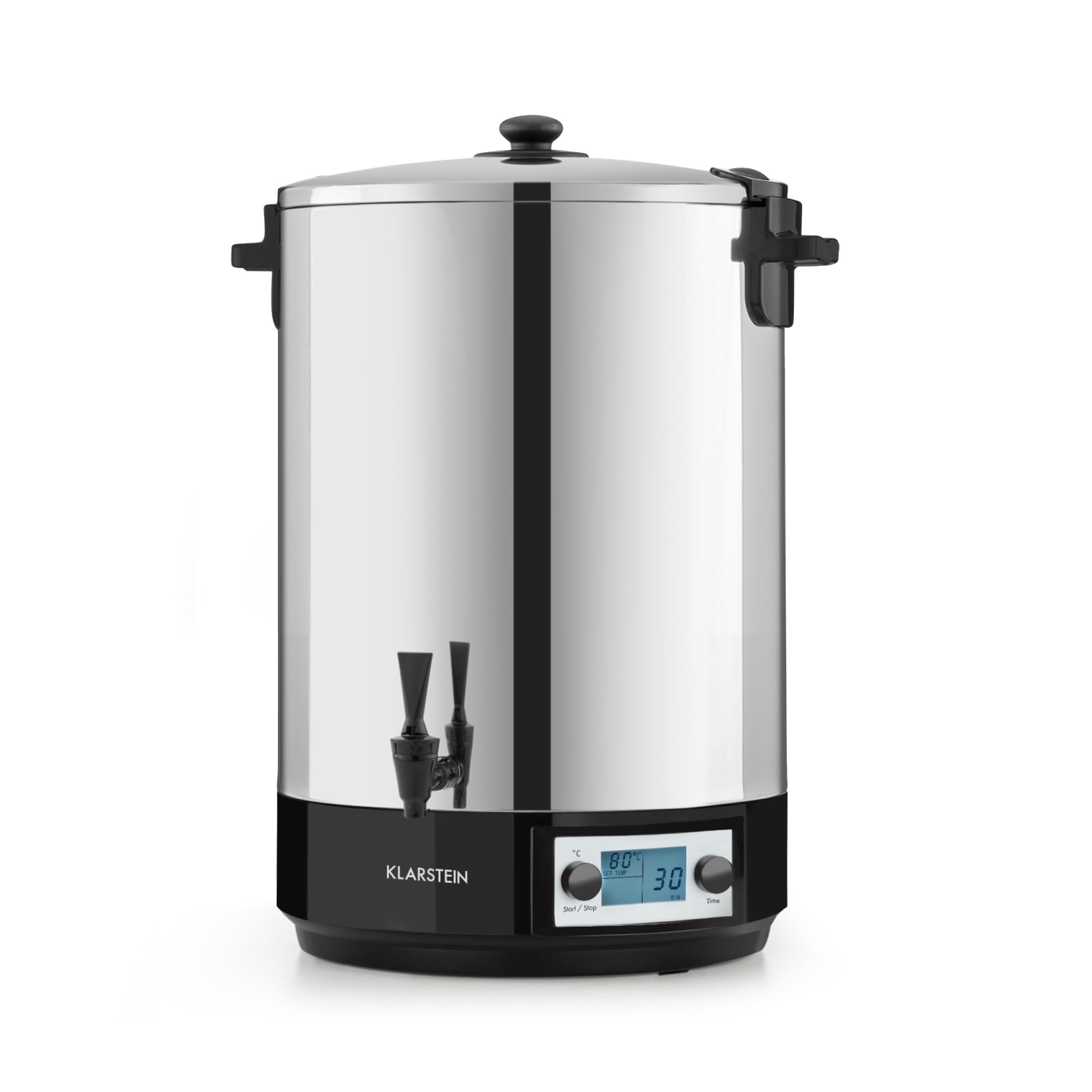 Klarstein KonfiStar 40 Digital Einkochautomat Einkochtopf Einkocher Heißgetränkespender, 40 Liter, 2500 Watt, 30-100 °C, Timer, Warmhalte-Funktion, Deckel mit Verschluss, Edelstahl poliert