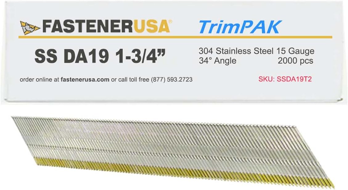 1-3/4" DA19 Angle Finish Nails 15GA 304SS 2,000ct