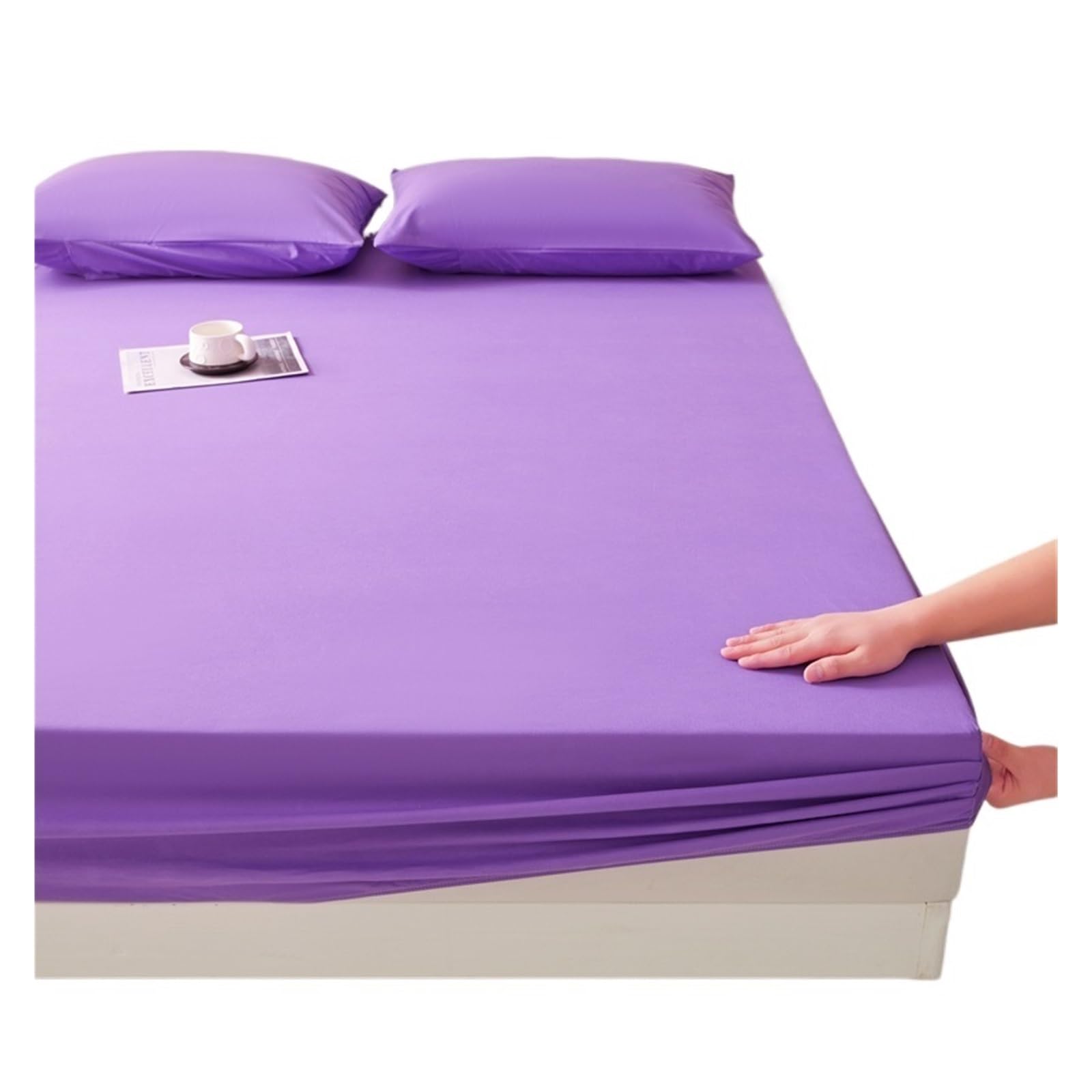 BGHYJKOL Mattress Protector Double Bed Elastic Fitted Sheet Waterproof Couple Double Bed Sheets Linen Mattress Protector(VIOLET,Queen)