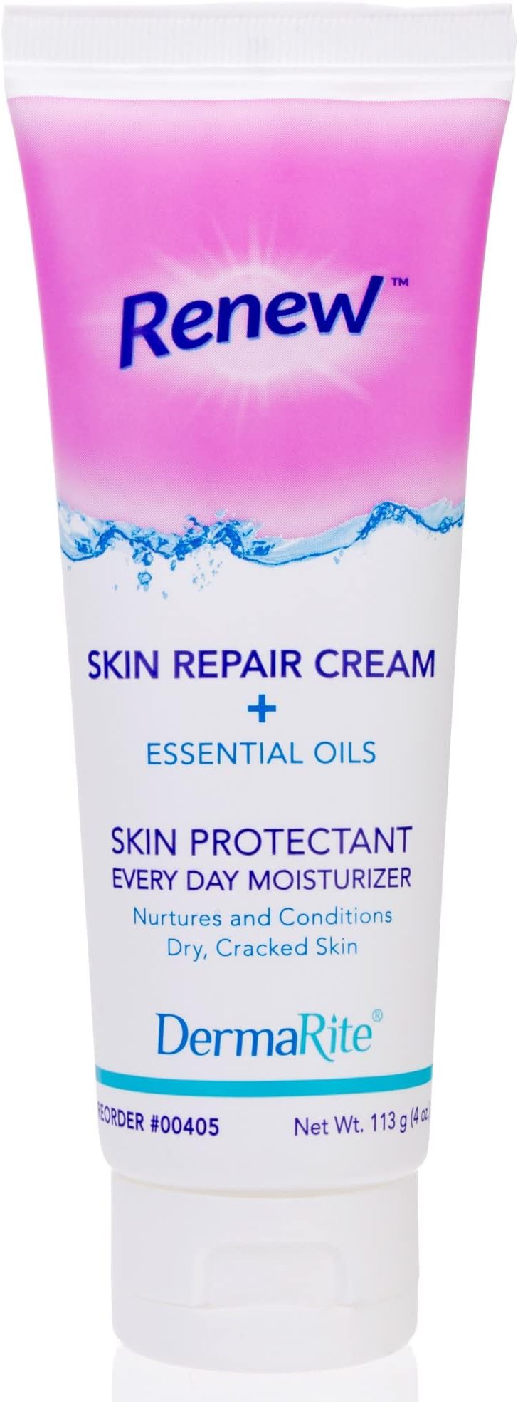 DermaRite Renew Skin Repair Cream - Every Day Moisturizer & Skin Protectant with Dimethicone and Aloe Vera - Powder Scent, 4 oz. Tube, 2 Count