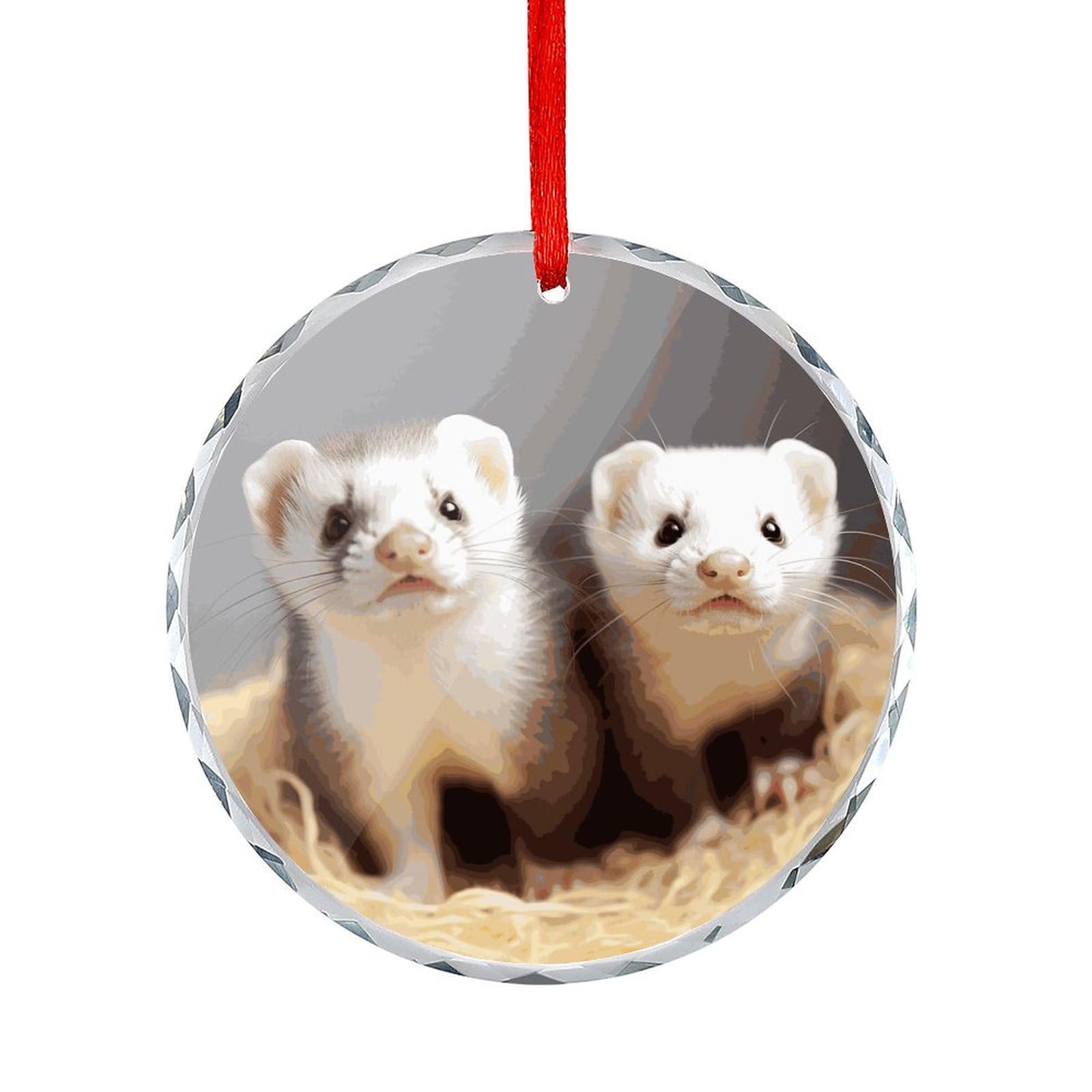 Fodpand Women's Style Ferrets Round Glass Ornament Keepsake Gift Exchange Ideas Car Decor,Christmas Ornaments For Tree Window Garden Ornaments