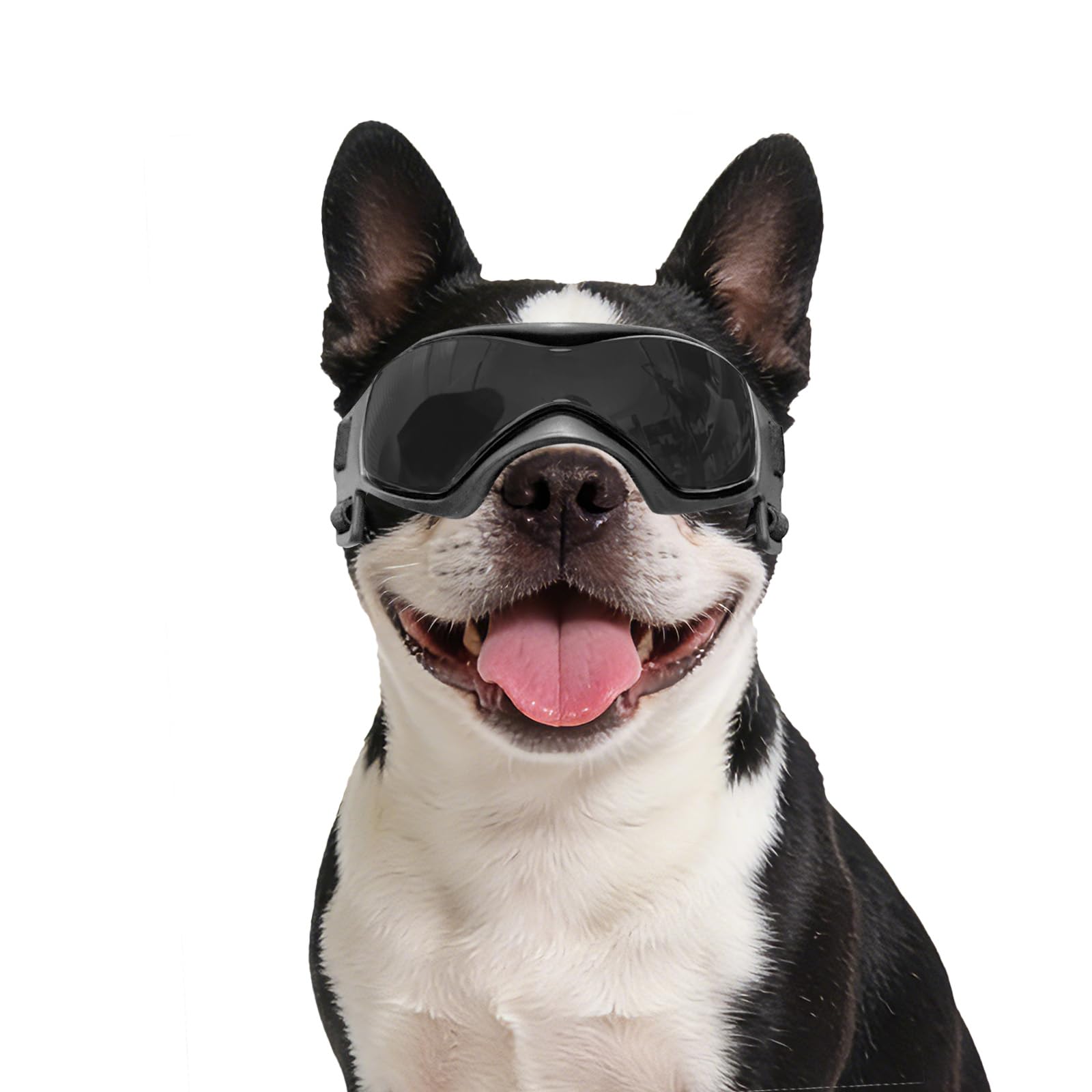 Dog Goggles Medium Breed, Small Dog Sunglasses Anti-UV Goggles for Pet Eyes Protection, Adjustable Straps, Black M
