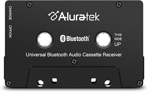 Aluratek Receptor universal de casete de audio Bluetooth, batería recargable incorporada, hasta 8 horas de reproducción, recepción de audio de hasta