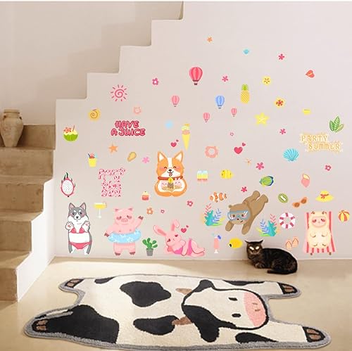 Miniatura 2 de Spring Window Clings for Glass Windows-9 Sheets Summer Window Clings Flowers Butterfly Window Decals Puppy Cat Cute Animal Stickers for Kids Bedroom