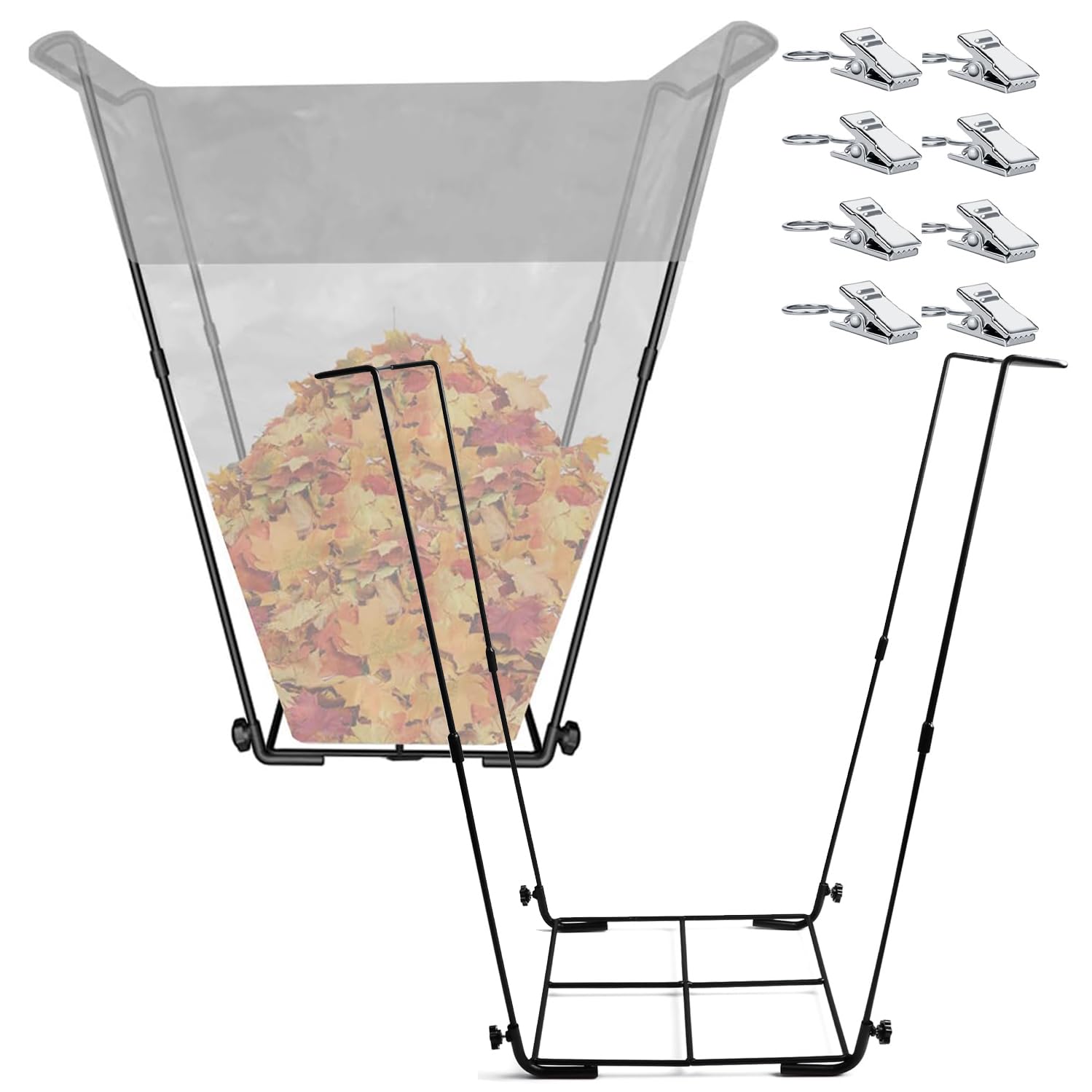 2PCS Soporte para Bolsas de Basura,Soporte para saco de hojas,Soporte Bolsas de basura de jardín,114-170L,Reutilizables,para Jardín Al Aire Libre, para Acampar,Barbacoa,Picnic,para ropa,basura,hojas