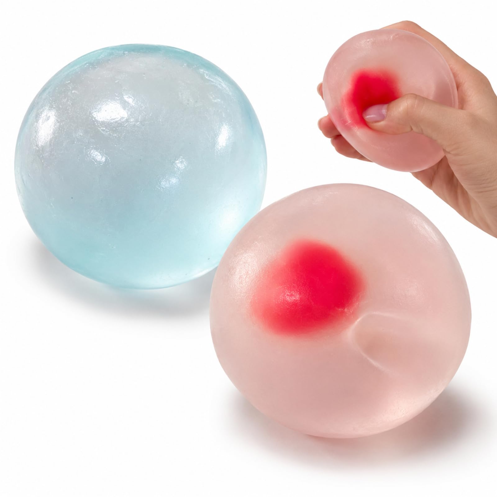 2 PCS Coconut Oil Squishy Stress Ball, Desktop Stress Relief Tool, Concentration Helper for Students, Portable Relaxation Gift, Green & Blue Style