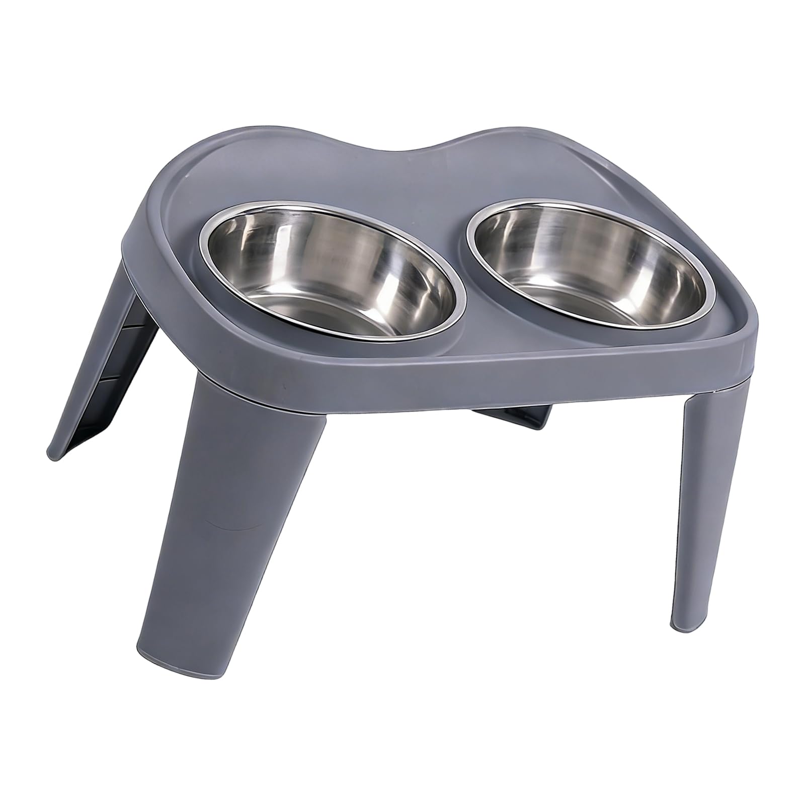 Gamelle pliable portable pour chien - Inserts en acier inoxydable - Facile à nettoyer - Évite la fatigue du cou - Gamelle surélevée pour chien