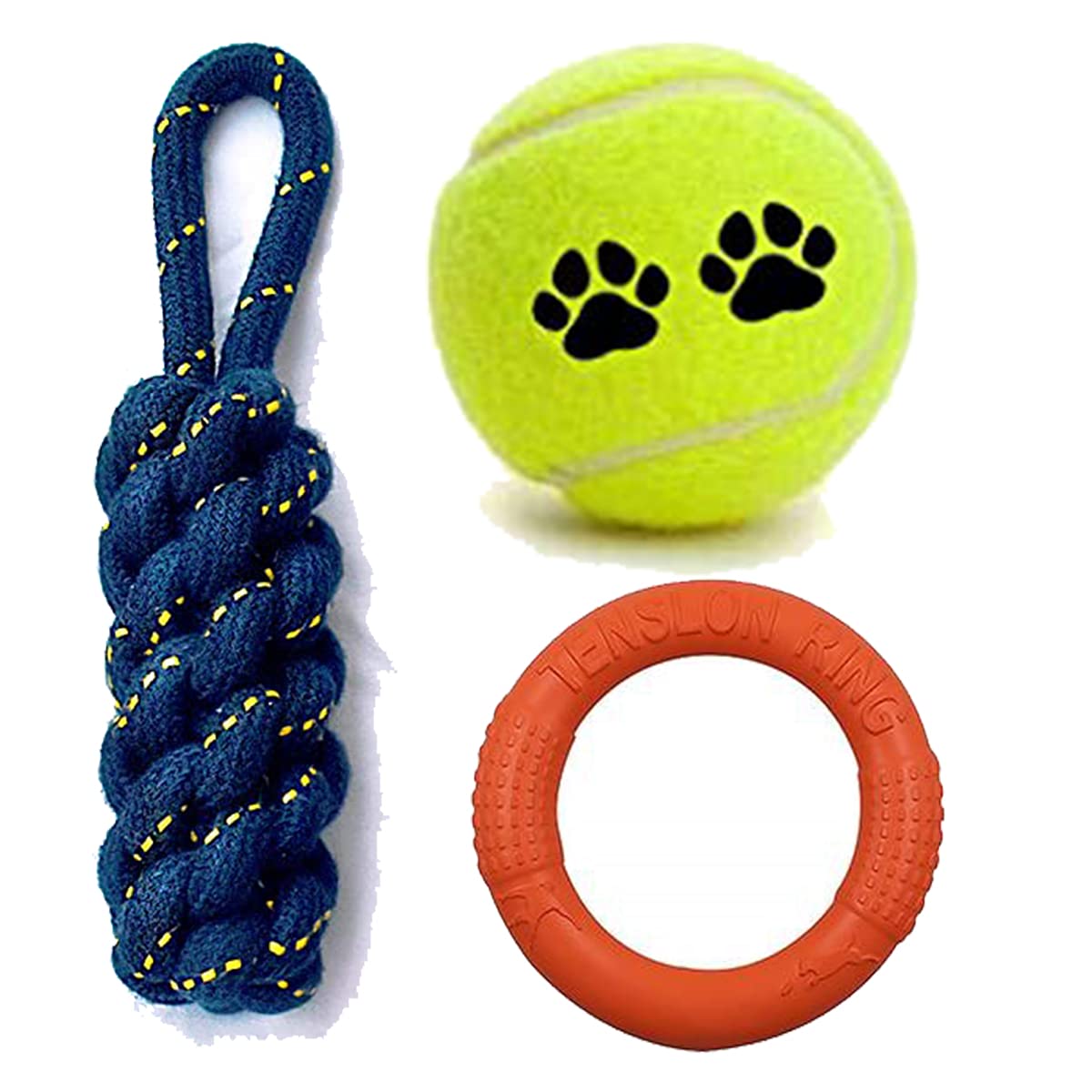 BLACKDOG Puppy Toys Playing Interactive Toys for Dogs, Puppy Ball Toys, Rope Dummy Dog Toys, Rubber Ring Chew Toys Combo Pack of 3pc (B095CSTNZ2) Amazon Price History, Amazon Price Tracker