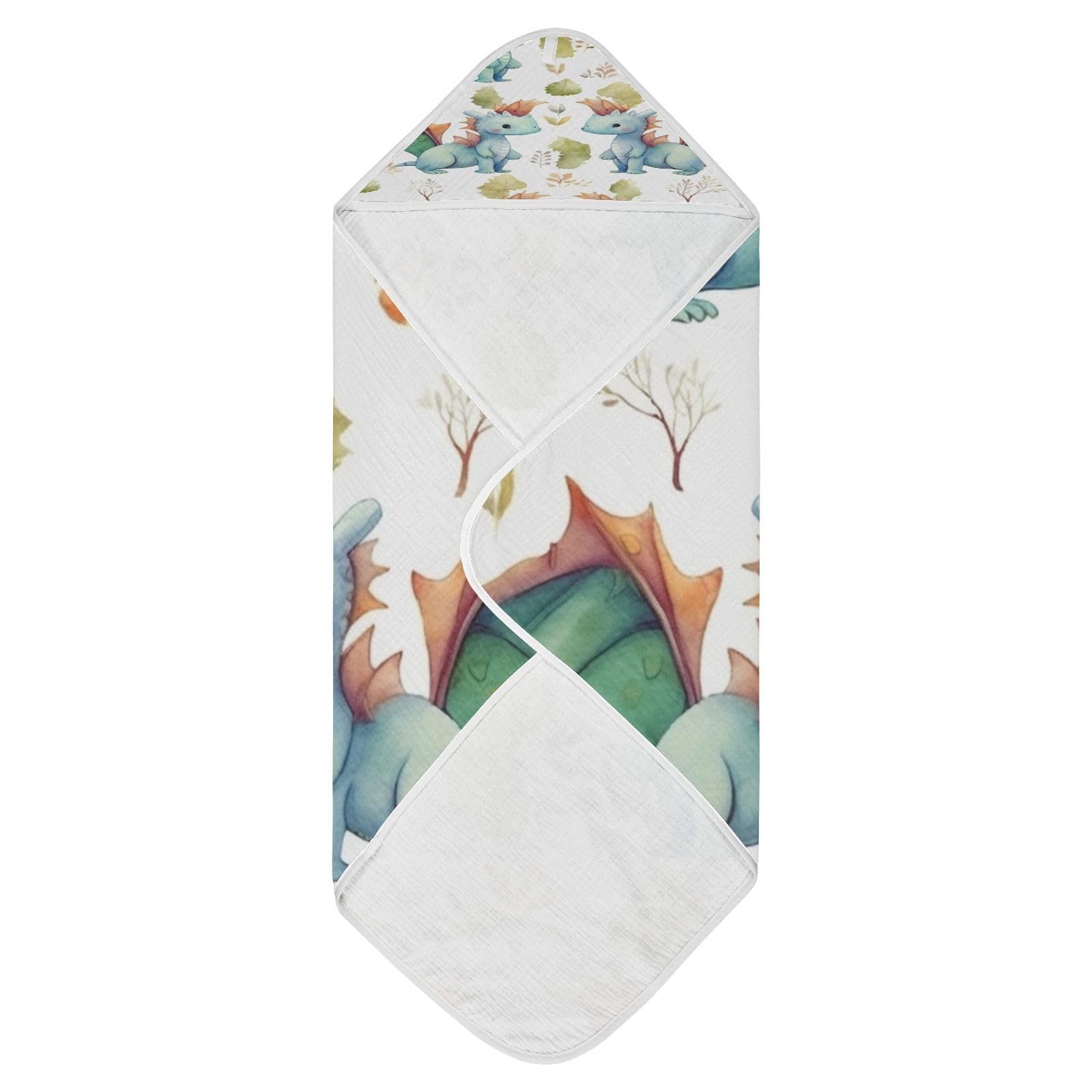 Bulletgxll Cartoon Dragons Baby Hooded Towel Cotton Baby Bath Towel Soft and Absorbent Baby Towels for Newborn, Infant, Toddler (35 x 35 Inch)