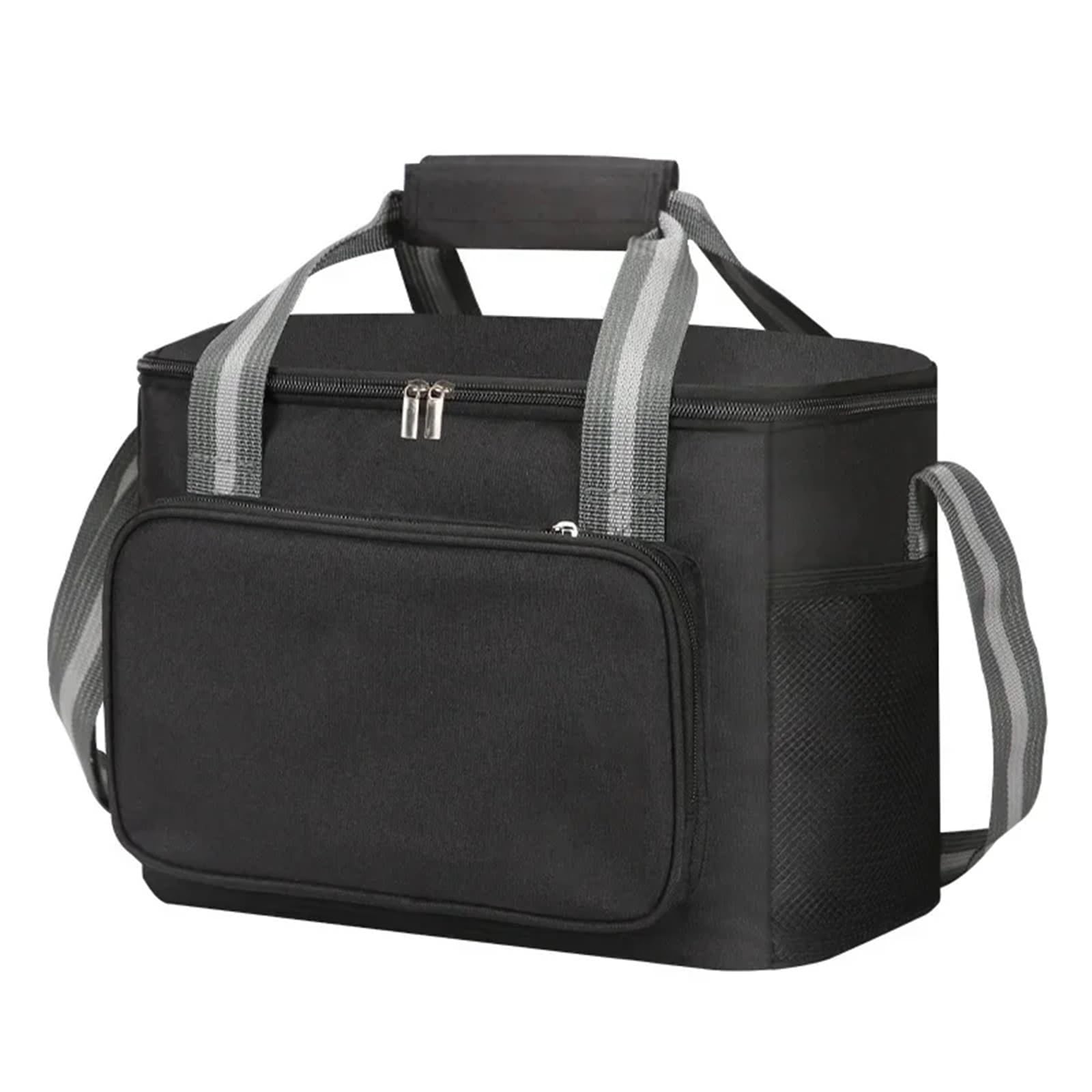 Bolsa Termica Porta Alimentos Bolsa de aislamiento térmico, tela Oxford gruesa for exteriores, bolsa almuerzo portátil térmica y fría gran capacidad(Black)
