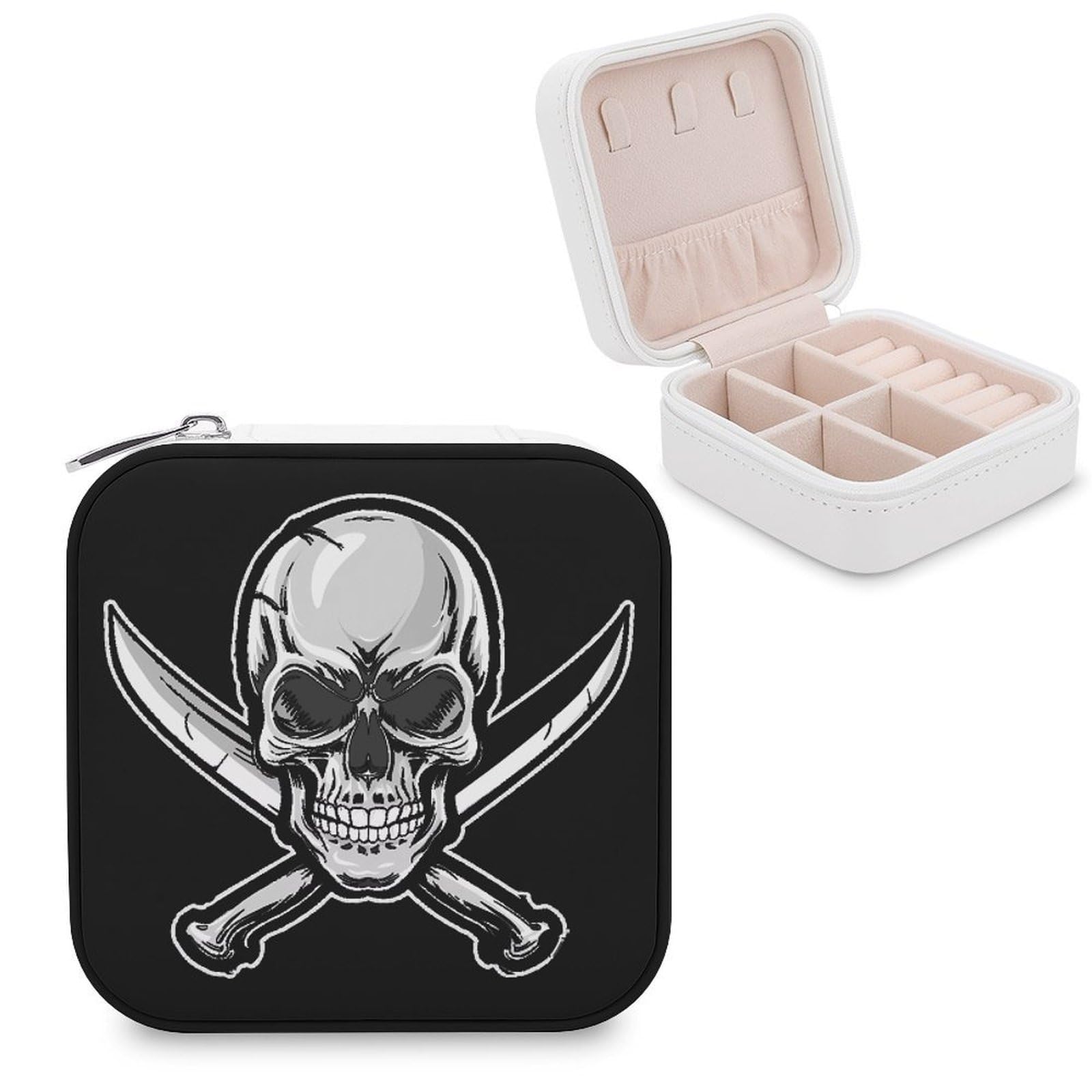 CUTJMDNGH Pirates-Flag Skull Swords Jewelry Box for Women Jewellery Case Organizer Storage Boxes Craft